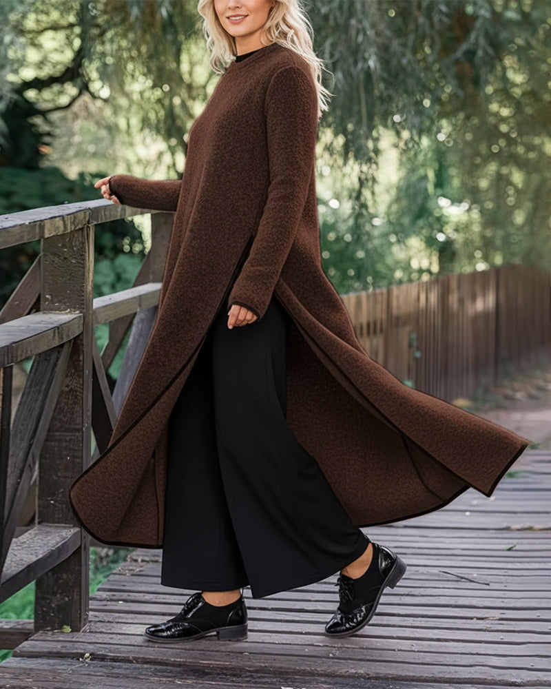 Casual Warm Side Slit Long Dress