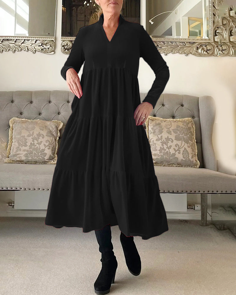 V-neck patchwork dress