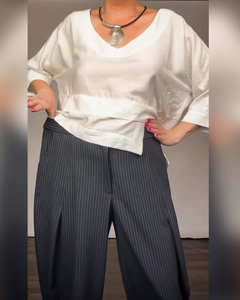 Retro Striped Casual Trousers