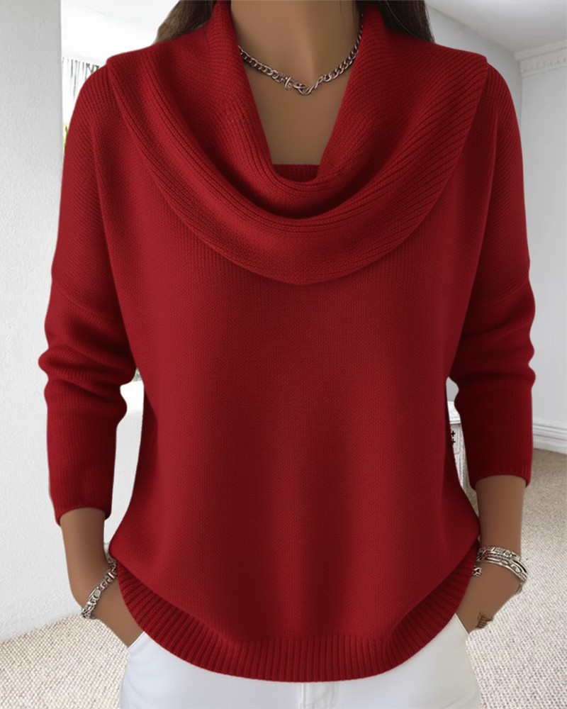 Solid Color Pile Collar Pullover Jumper