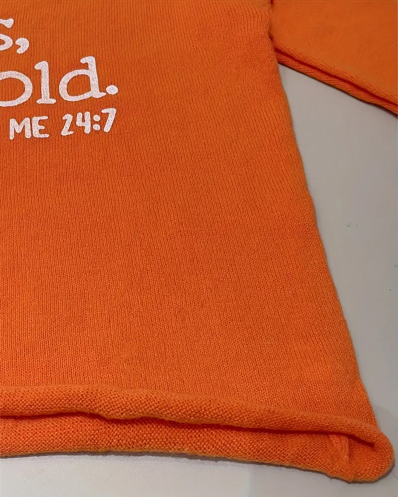 V-Neck Letter Print Loose Casual Jumper