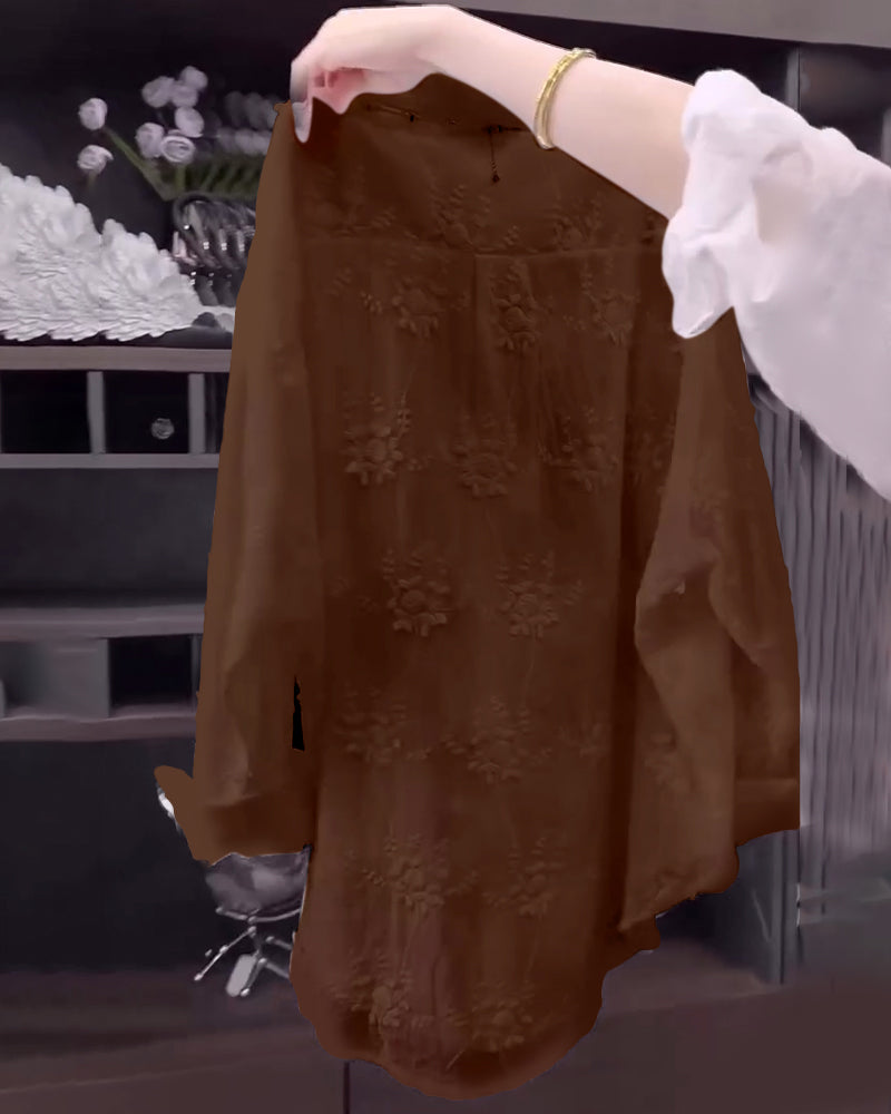 Solid Embroidered Drop Shoulder Shirt