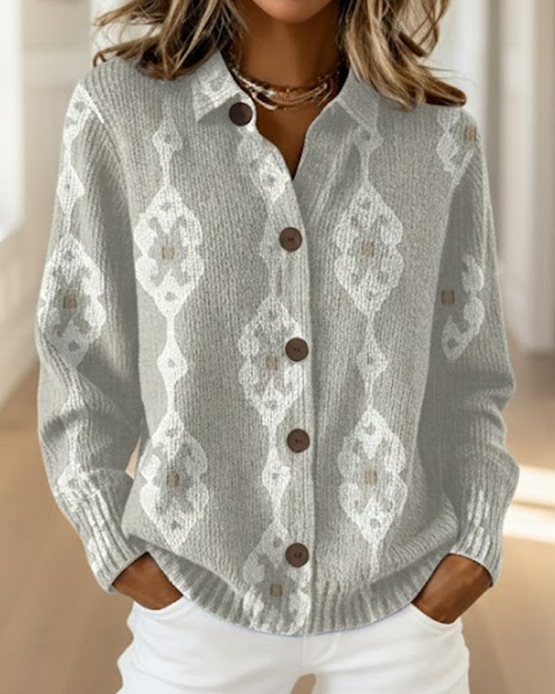 Polo Collar Single Row Cardigan
