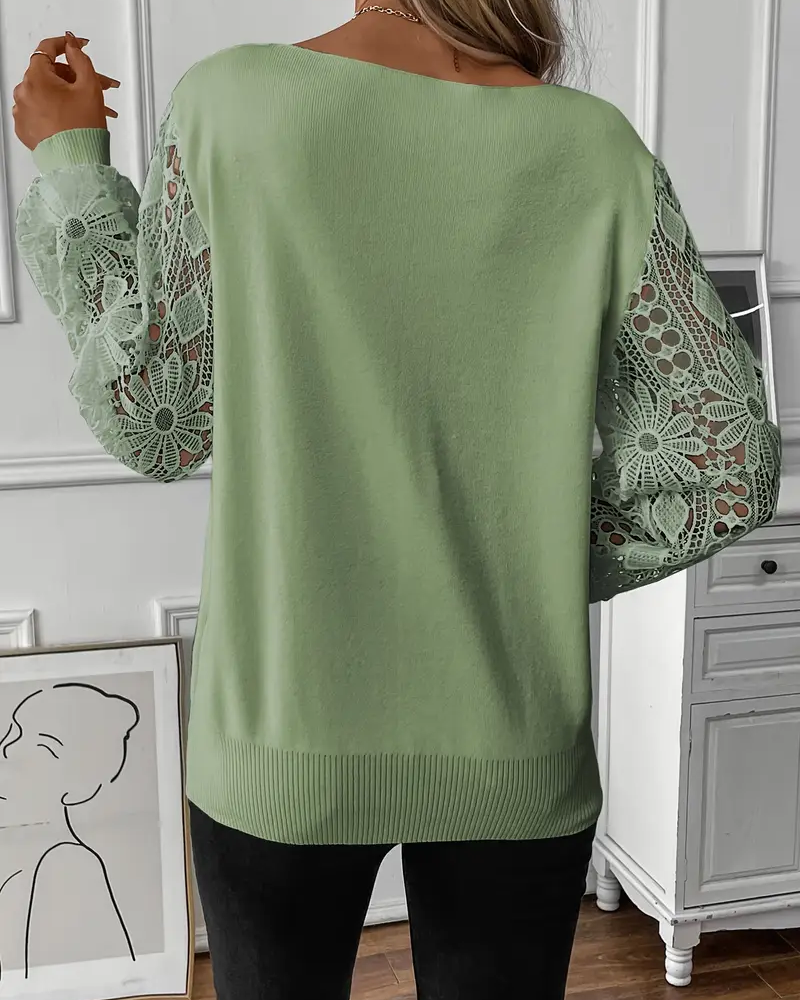 V-Neck Fashionable Hollow Pullover