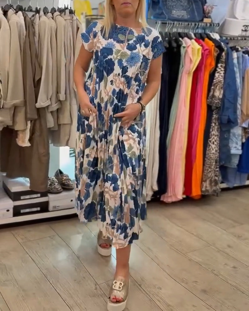 Round Neck Floral Print Elegant Dress