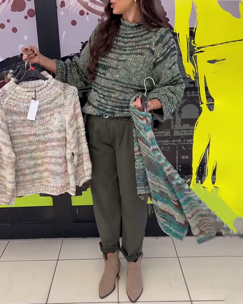 Retro Three-Quarter Sleeve Pullover Sweater