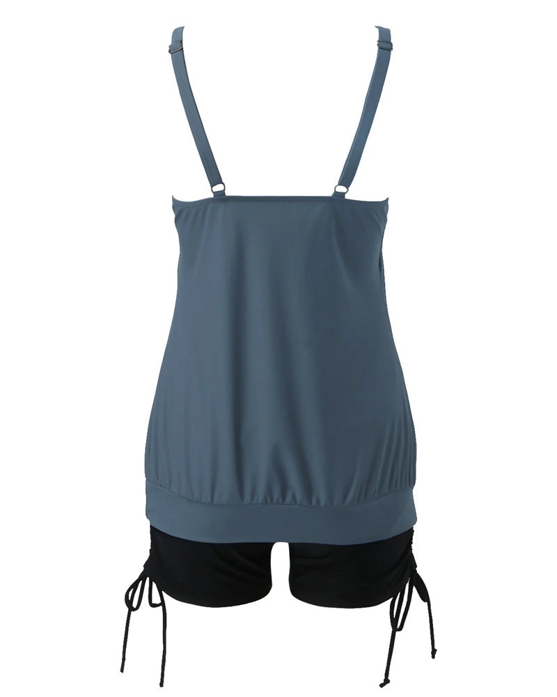Wide Collar Vest Two-Piece Slim Swimsuit