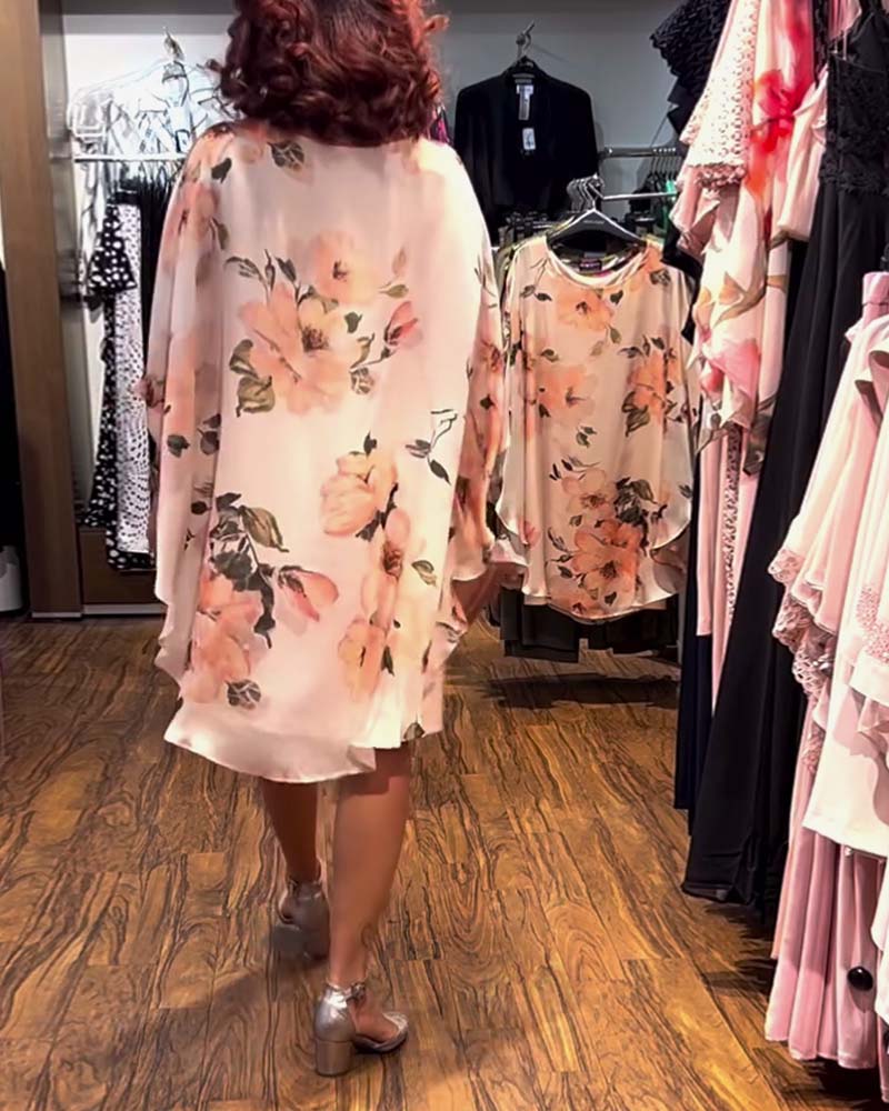 Printed Bat Sleeve Dress