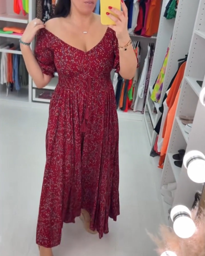 Printed v-neck maxi dress