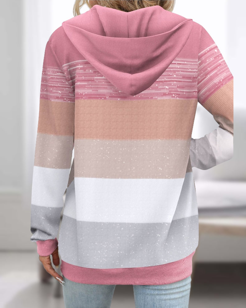 Color block hooded casual coat