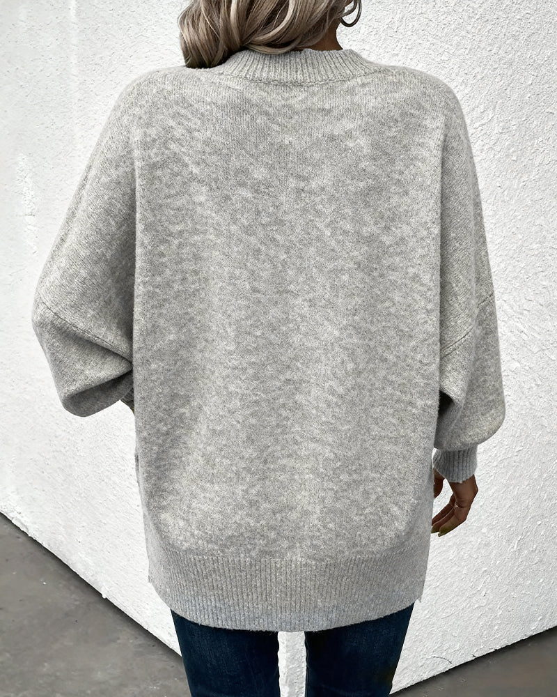 Lantern Sleeve V Neck Jumper