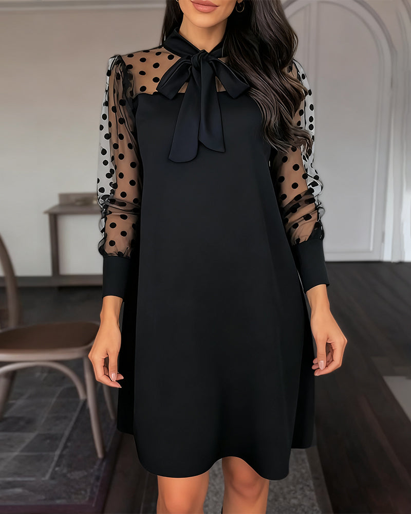 Ribbon Stitching Elegant Solid Color Dress