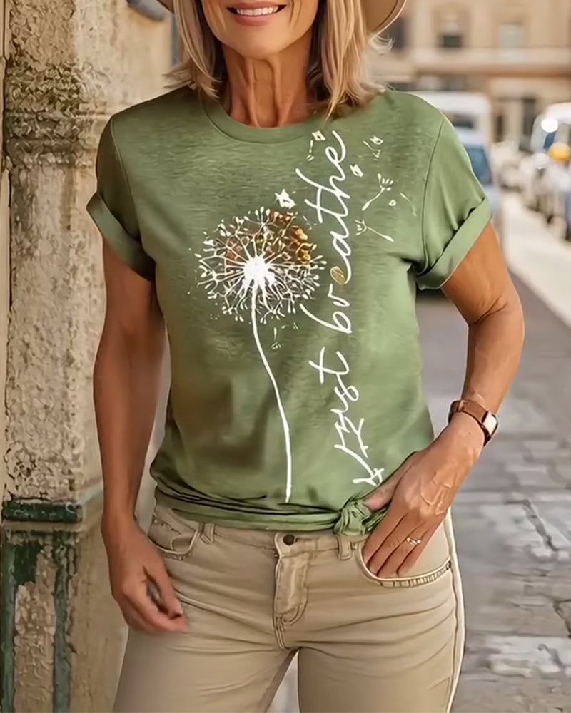 Dandelion Print Short - Sleeve T - Shirt