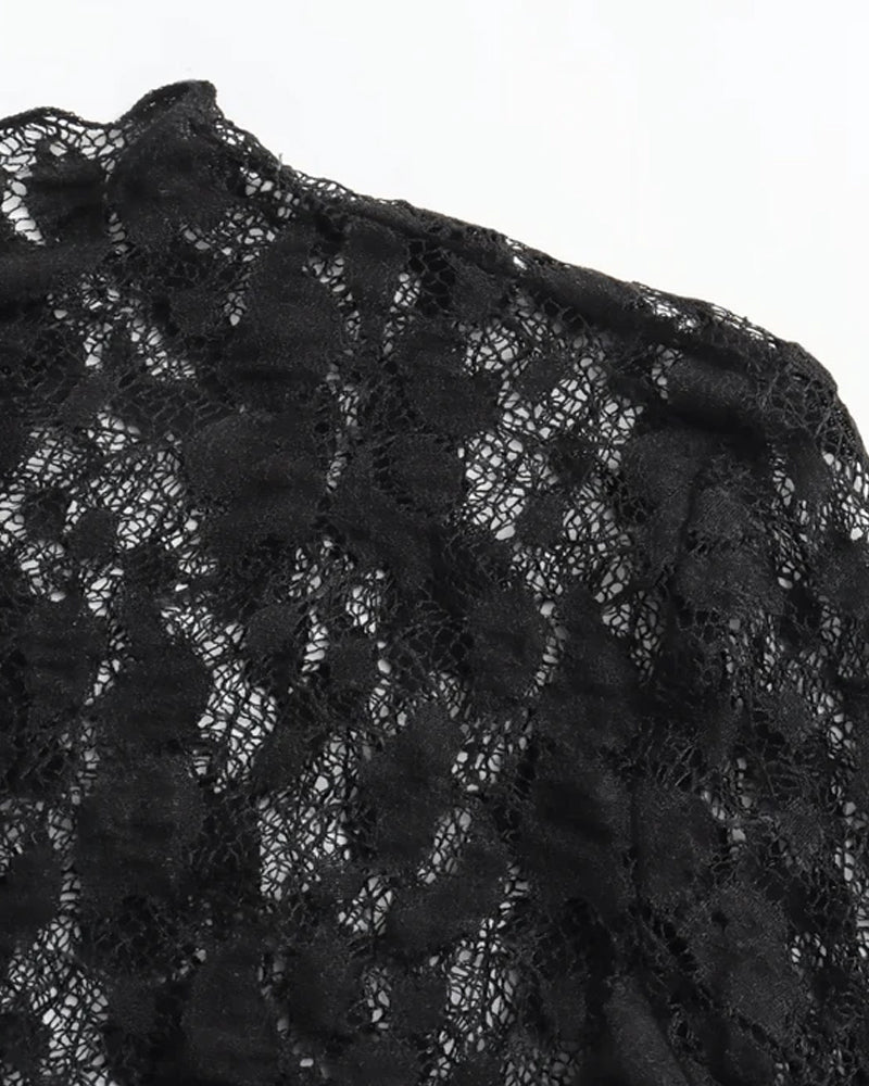 Round Neck Long Sleeve Lace Bodysuit