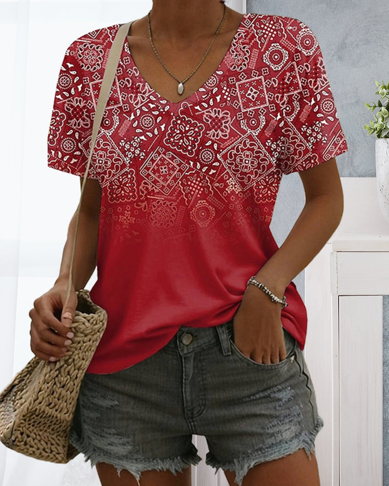 V-Neck Printed T-Shirt