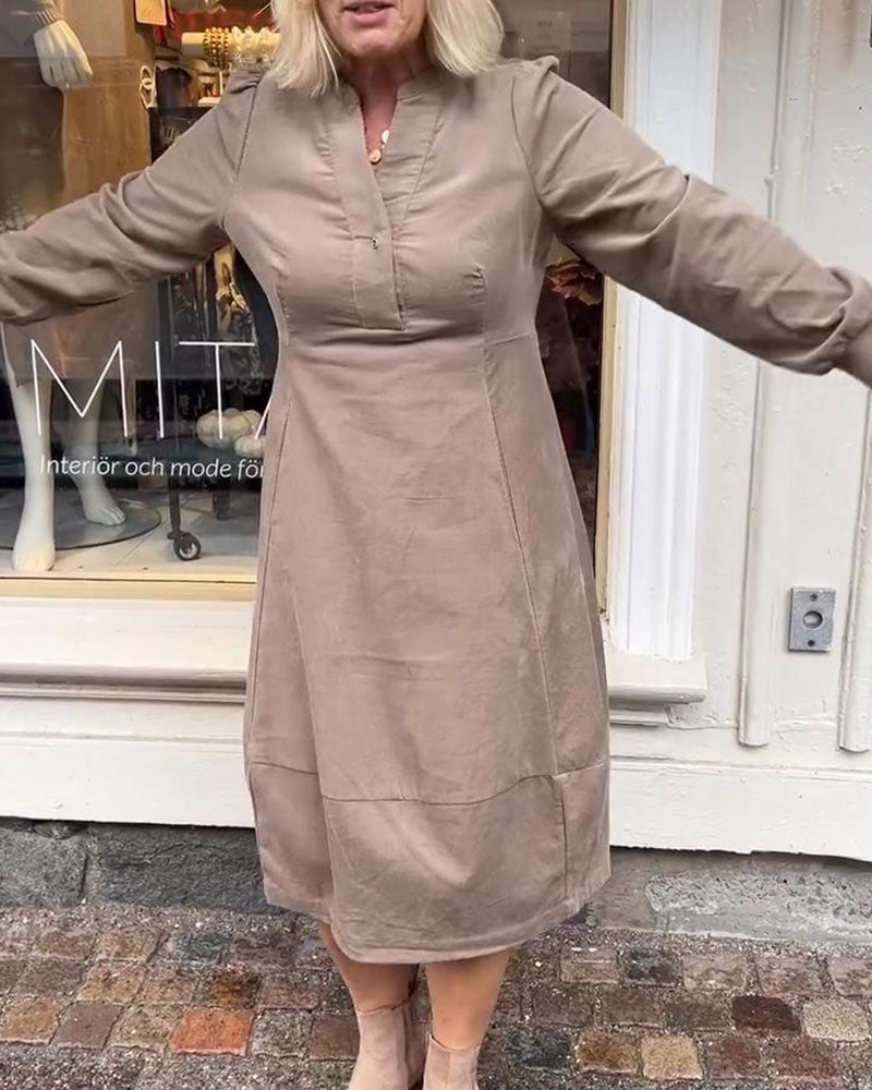 Casual Retro Long Sleeve Dress