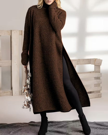 Casual Warm Side Slit Long Dress