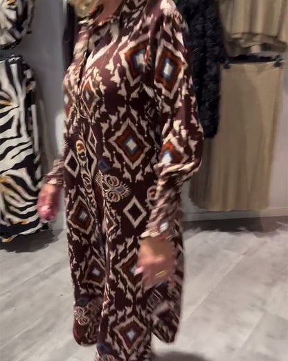 Diamond Print Shirt Dress