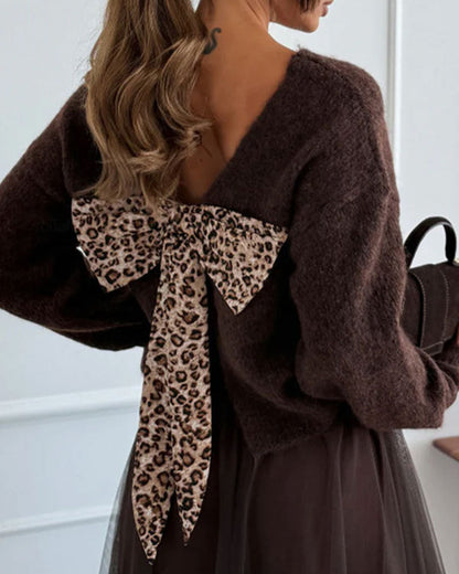 Elegant Sweater with Back Bow