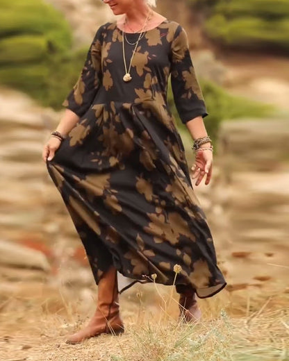 Temperament Retro Printed Dress