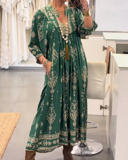 Casual Print Loose Pocket Dress