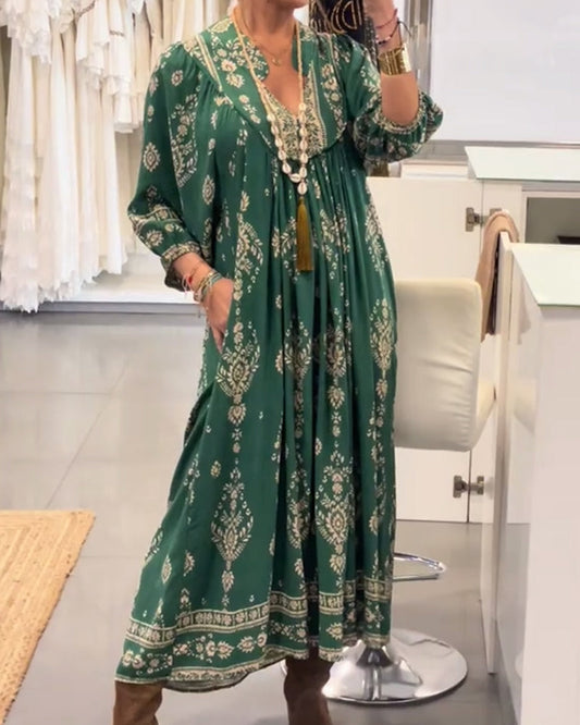 Casual Print Loose Pocket Dress