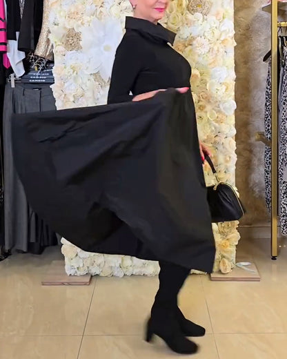 Fashionable Street Solid A-line Dress