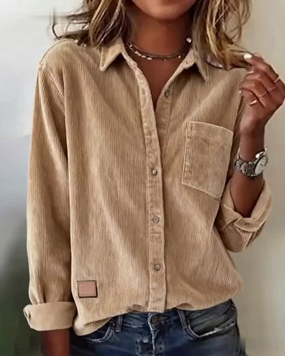 Fashionable Corduroy Lapel Shirt