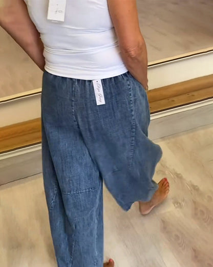 Elastic Waist Casual Jeans