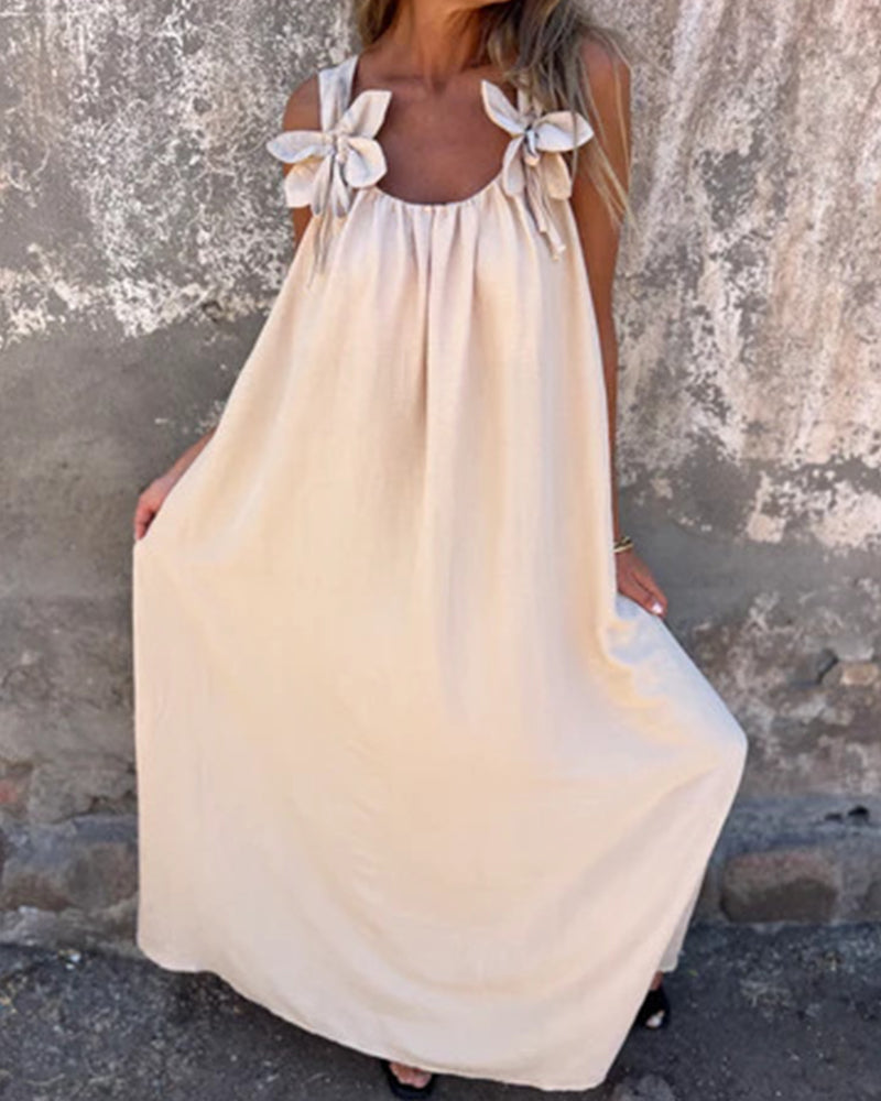 Sleeveless Solid Color Fashionable Long Dress