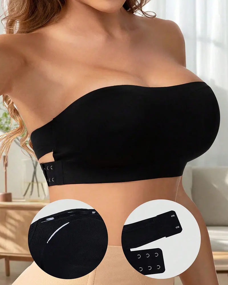 Strapless Seamless Side Closure Criss Cross Bra Top