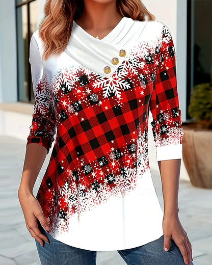 Snowflake Plaid Christmas Top