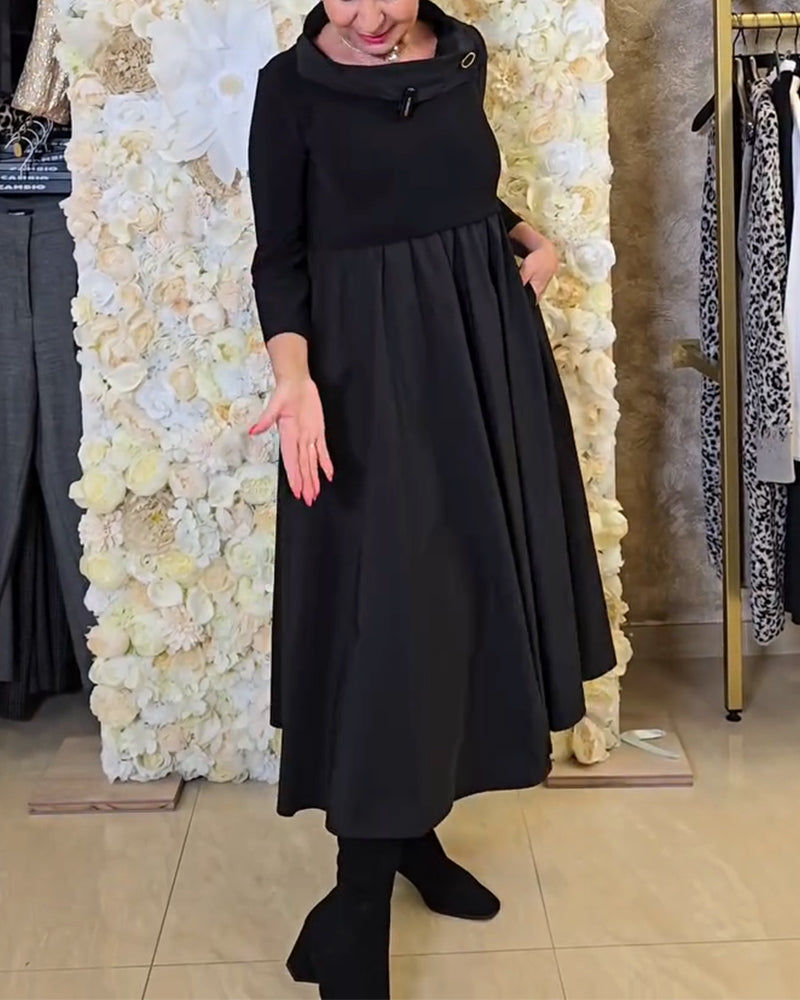 Fashionable Street Solid A-line Dress