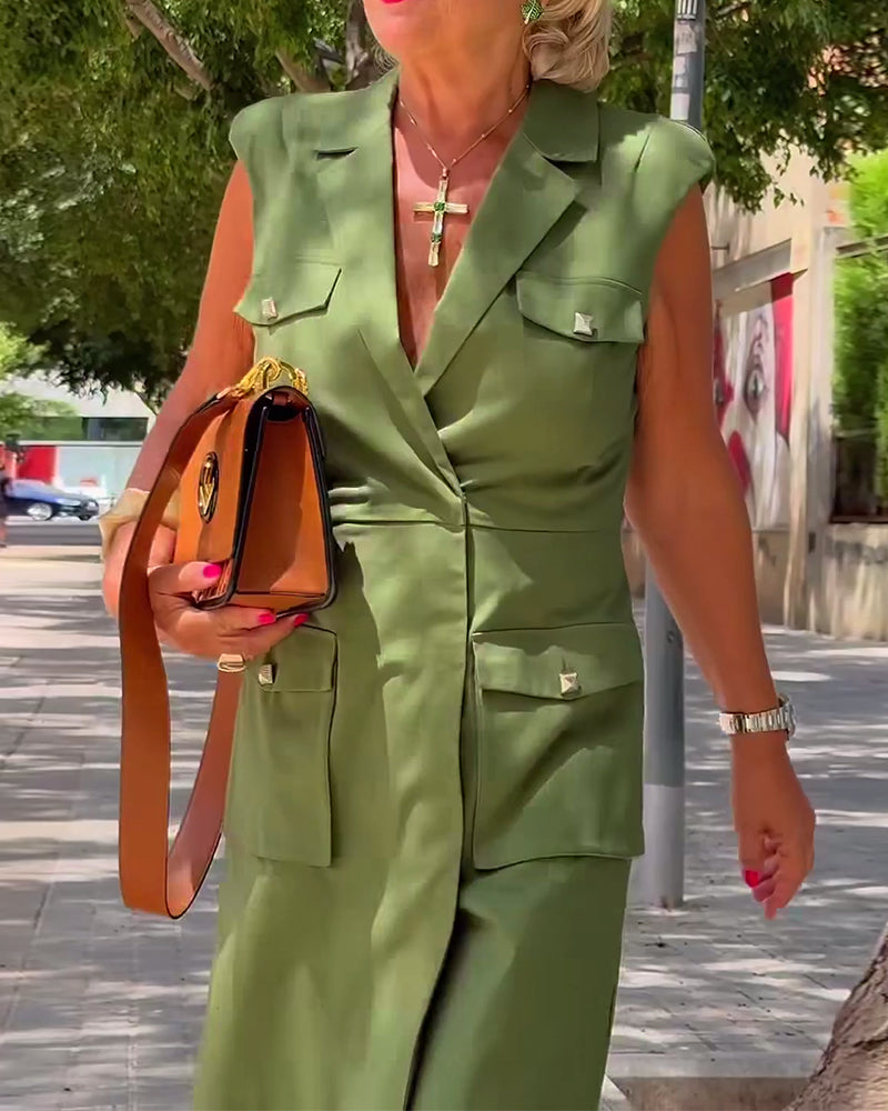 Casual Solid Color Slim Knee-Length Dress