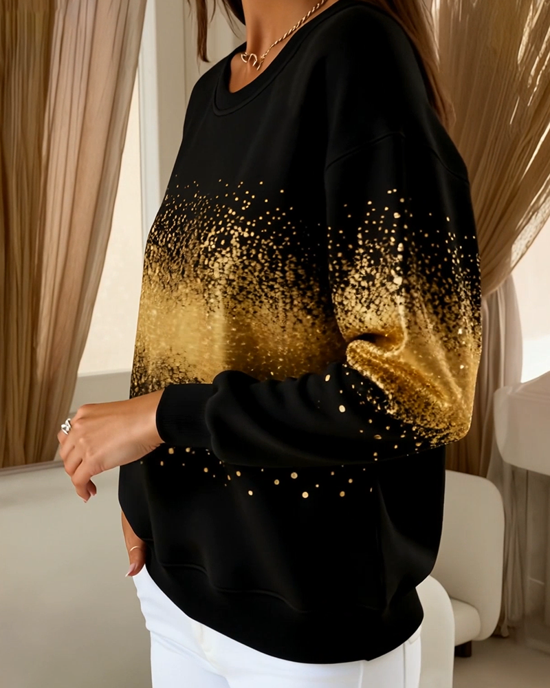 Fashionable Round-Neck Gradient Sweatshirt