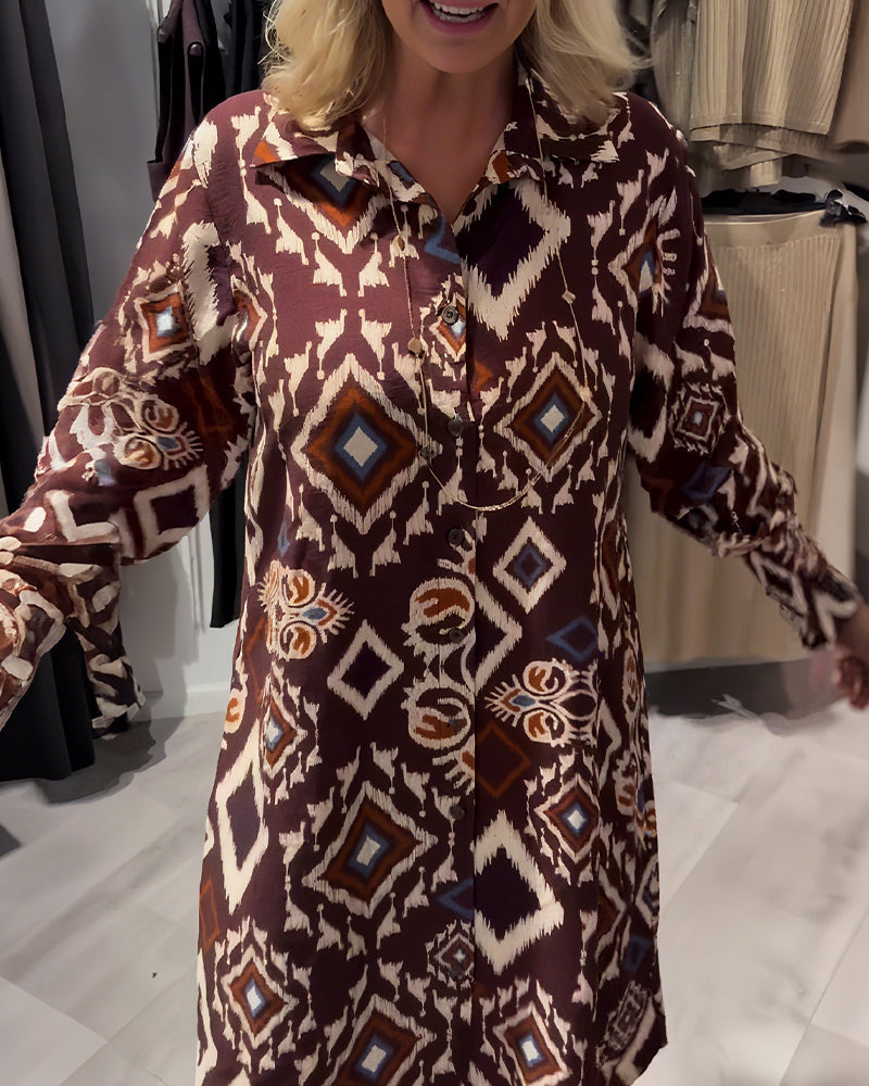 Diamond Print Shirt Dress