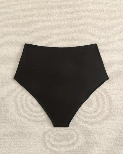 Pleated Solid High Waist Swimwear Bottom