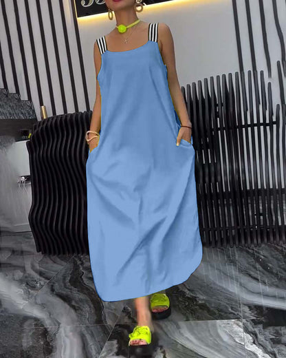 Spliced Suspender Loose Dress