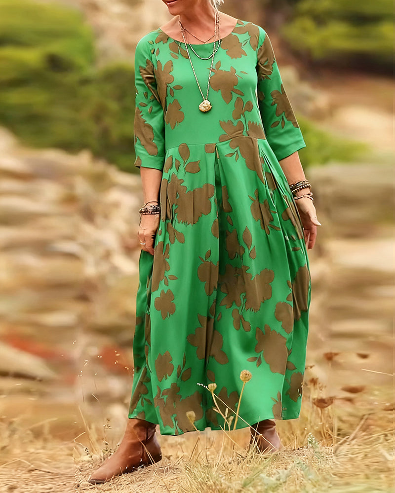 Temperament Retro Printed Dress