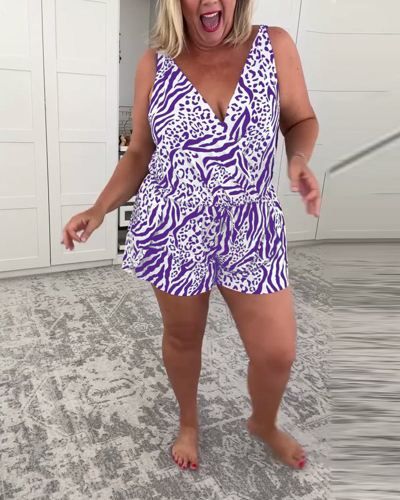 Zebra Print Slim Fit Swimsuit