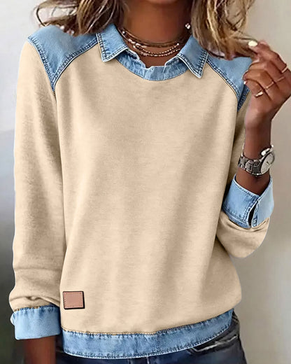 Fashionable Lapel Long-Sleeved Blouse