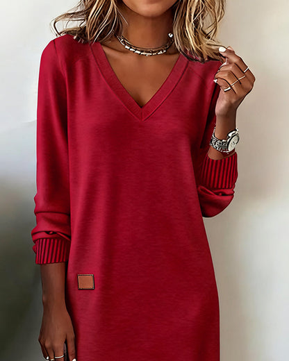 V-Neck Stylish Sweater Dress