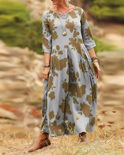 Temperament Retro Printed Dress