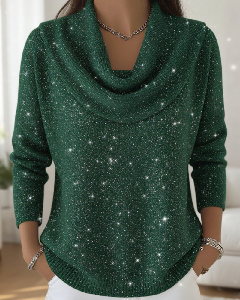 Pile Collar Sequined Sweater