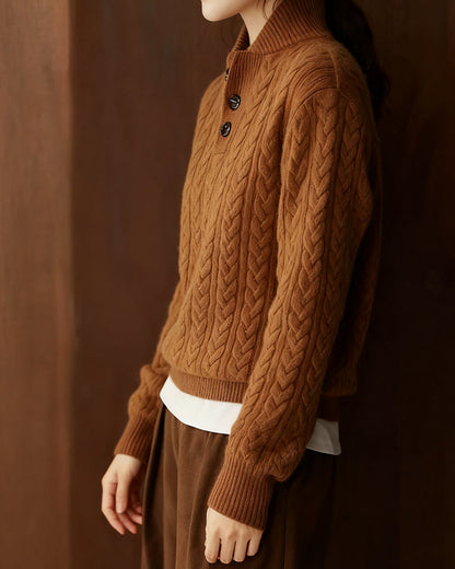High-Neck Loose Leopard Jumper