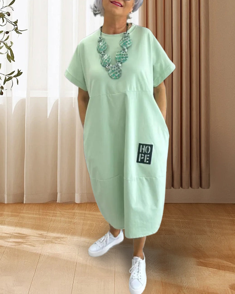Short Sleeve Casual Straight Pocket Dress