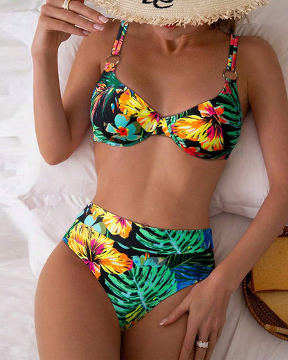 Sexy Printed Push-Up Bra Triangle Bikini