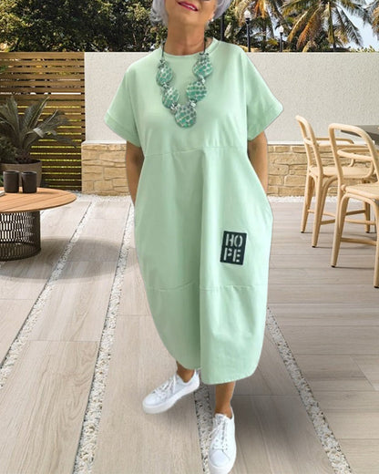 Short Sleeve Casual Straight Pocket Dress
