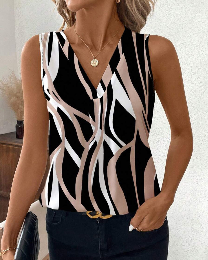 V-Neck Floral Sleeveless Vest