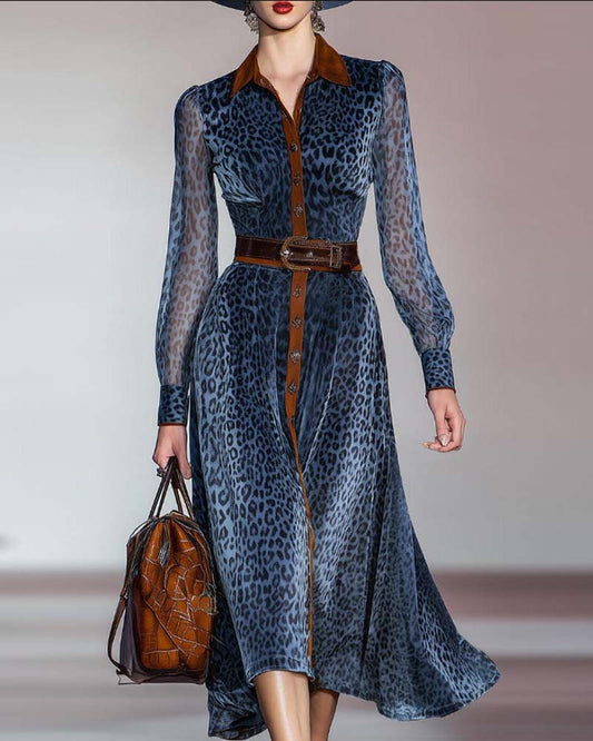 Modern Leopard Print Patchwork Dress